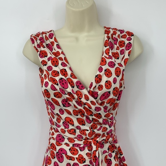 DVF Diane von Furstenberg Celosa wrap dress Lady bug silk jersey pink red 6 - Picture 4 of 6